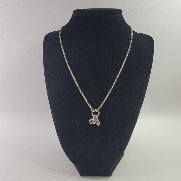 Christian Dior CD Logo Rhinestone Silver Tone Pendant Necklace - Picture 1 of 5